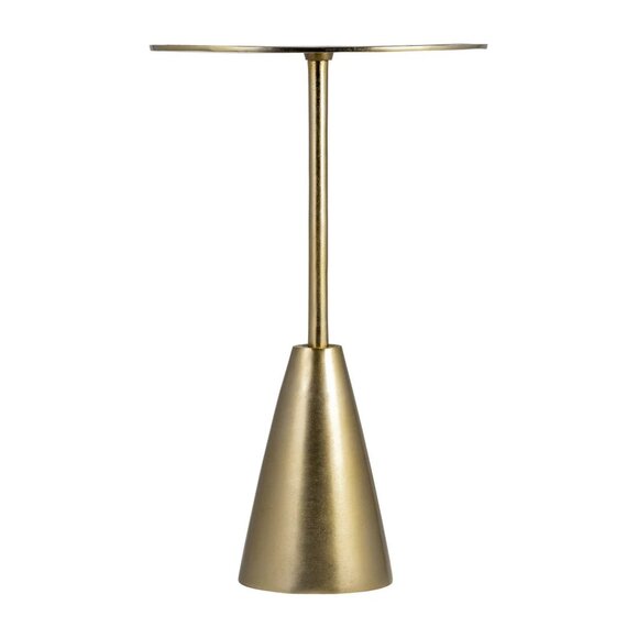 Noir Hiro Metal Side Table Brass Finish Pedestal Round Modern Unique Accent - Picture 2 of 15